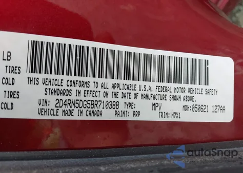 2011 Dodge Grand Caravan Crew from USA, damaged, VIN 2D4RN5DG5BR710388